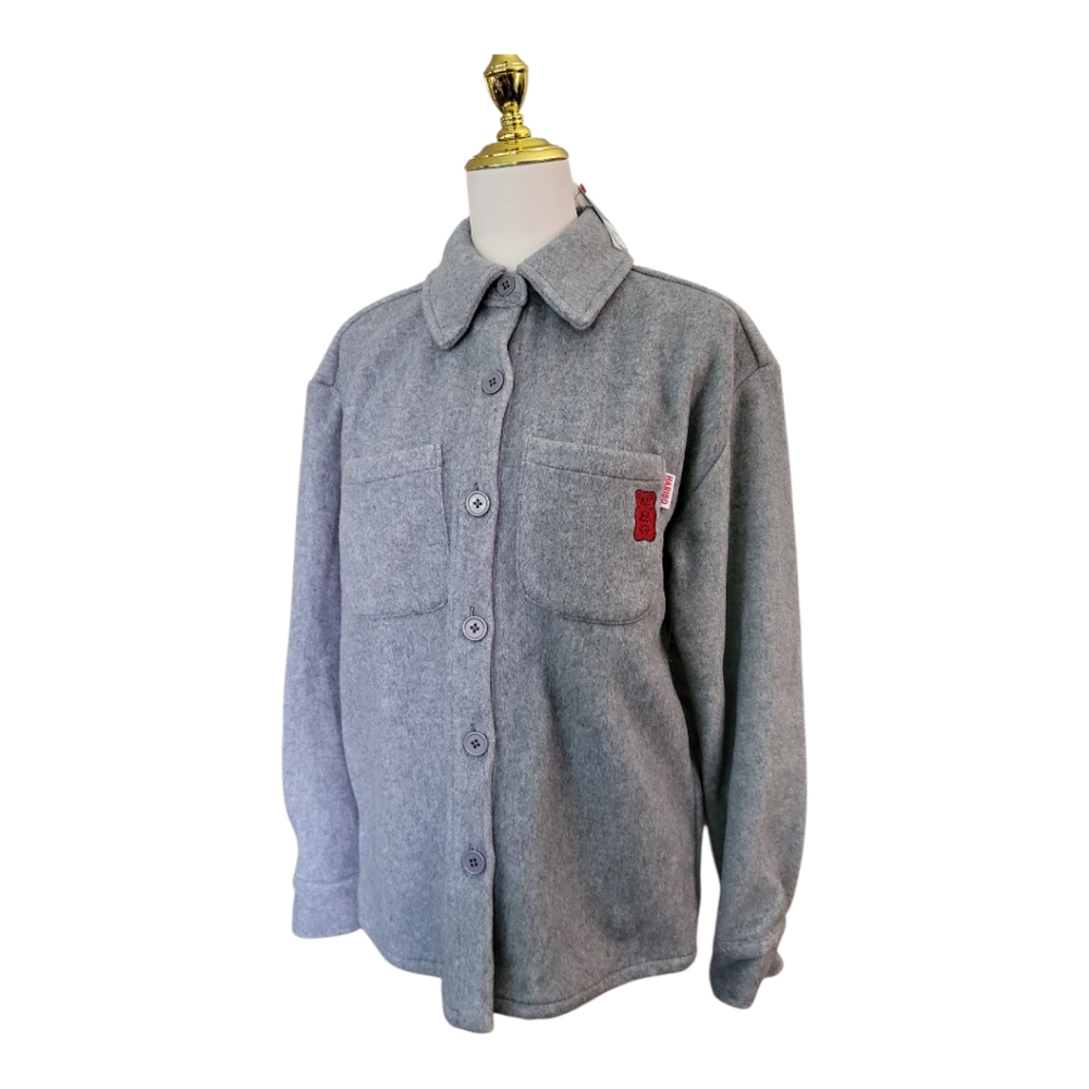 JCPenney x Haribo Gray Fleece Button Shirt M Gummy Bear Collab Jacket NWT Unisex